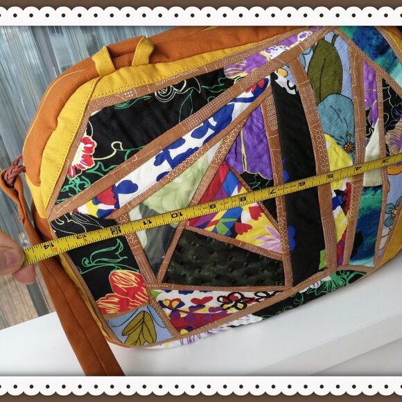 Crossbody Travel Bag for Women Canvas  Lightweight  Handmade Patchwork Design - Picture 6 of 12
